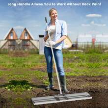 GOFLAME Lawn Leveling Rake Heavy Duty Level Lawn Tool With Ergonomic Handle - Silver - View 8