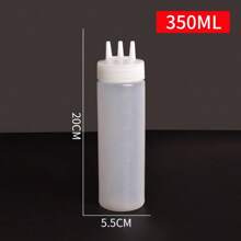 Kitchen Squeeze Bottle, 3-Hole Design With Scale - Durable PE Material, Perfect For Sauces, Condiments And Baking - Includes White, Red And Amber Nozzles, Condiment Dispenser | Modern Kitchenware | Translucent Material, Sauce Squeeze Bottle