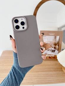 1pc Gray Leather Mobile Phone Case, Imitation Leather Mobile Phone Case, Comfortable And Non-Slip Mobile Phone Case, Suitable For All Models Of Apple Mobile Phone Cases, Can Be Used For Apple 11/12/13/14/15/16/Pro/Plus/Pro Max/16e Mobile Phone Cases - 灰色 - 查看 2