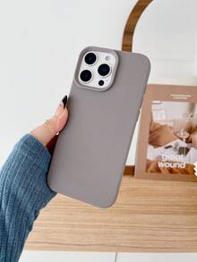 1pc Gray Leather Mobile Phone Case, Imitation Leather Mobile Phone Case, Comfortable And Non-Slip Mobile Phone Case, Suitable For All Models Of Apple Mobile Phone Cases, Can Be Used For Apple 11/12/13/14/15/16/Pro/Plus/Pro Max/16e Mobile Phone Cases - 灰色 - 查看 3