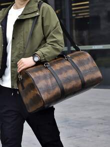 1pc Minimalist Crocodile Leather Texture Travel Bag, Can Be Carried By Hand Or Crossbody, Suitable For Business Travel, Travel, Back To School, Moving Travel Storage Bag Travel Gear Airport Travel Goods Clothes Duffel Bag Creative Boys Gifts Boyfriend Dad Birthday Gifts Bag For School School Accessories School Stuff - Multicolor - View 8