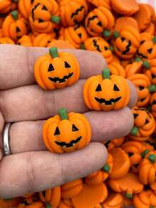 5/10/20/30pcs Halloween Resin Charms Pumpkin, DIY Mini Flatback Decorations, Grimace Smile Pumpkin Miniature For Halloween Party, Phone Case, Fridge Table Decors,Material For Halloween Party Craft Table Scatter Decors