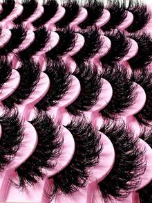 LYBCG Wholesale Bulk 14Pairs Faux Mink Lashes 5D Fluffy False Eyelashes Thick Volume Dramatic Halloween Cosplay Manga Cat Eye Lashes Long Strip Wispy Lashes Pack - 黑色 - 查看 4
