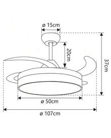 Retractable Fan With 30W DC Motor, 36W Light, Silent DC130 Motor, 6 Speeds, White, Remote Control, 3 Color Temperatures OstarkDom-LEDUNI - 66W-white - View 5