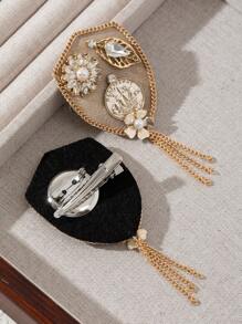 1 Stück elegante, vintage Palastdesign Strass Quaste blumenförmige Brosche, luxuriöser Schmuckpin für Frauen, perfekt für den täglichen Gebrauch und als Geschenk für ein Abenddate
