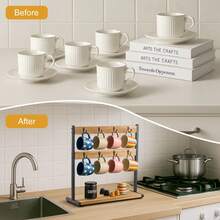 2-Tier Mug Tree  Coffee Mug Holder Stand With Storage Base Mug Display Organizer Mug Holders Cup Storage Organizer For Home Kitchen Bar Counter Display Tea - Original Wood Without Shelves - View 4