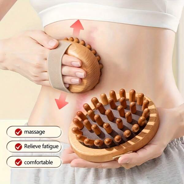 1/2 piezas Peine de masaje de madera, herramienta de terapia de masaje para grasa abdominal, se utiliza para la grasa y para mejorar la circulación linfática y sanguínea, cepillo seco para eliminar la piel muerta, masajeador corporal con aceites esenciales para el bronceado