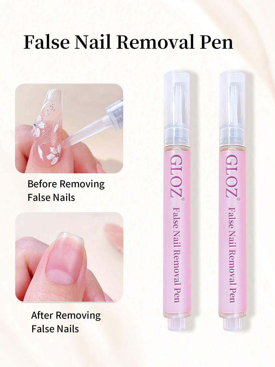 GLOZ 2支装快速卸甲笔，温和不刺激，适用于美甲和凝胶美甲，保护并滋养指甲。