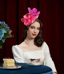 Derby Fascinators Women High Tea Party Hat Wedding Cocktail Flower Headware With Mesh And Feathers - Y-rose - View 3