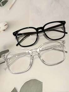 半副方形镜框透明镜片简约时尚装饰眼镜，男女通用 - 彩色 - 查看 12