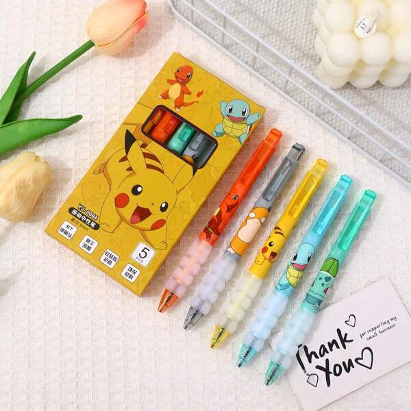 pokemon 1 Peça Caneta Gel Pokémon - Caneta de Silicone Antiderrapante Pikachu, Adequada para Escola, Escritório, Conjunto de Escrita de Anime, Com Presente de Design Fofo, Adequada para Fãs Estudantes Voltando às Aulas