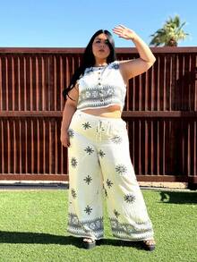 Truni Elyhuante_03 Bộ 2 món cỡ lớn, trang phục thường ngày và thời trang, phong cách tối giản cho mặc hàng ngày và đi nghỉ mát, dành cho dáng người quả lê tam giác, thích hợp cho mùa hè. - Nhiều màu - Xem 6