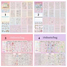 1本16张新款迷你小比嘎手账贴纸本,内含1000+可爱卡通素材,手账贴纸,古卡贴纸装饰图案,可用于手账本,美甲,古卡,日记本装饰配件,可作为万圣节和圣诞节派对礼物,用于学校用品,返校 - 彩色 - 查看 12