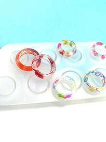 Diy矽膠戒指模具,包括扁平環及吊墜模具、彎曲戒指模具 - 白色 - 查看 7