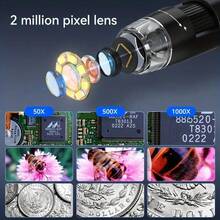 7-Inch/ 4.3-Inch Digital Microscope 1000X Magnification IPS LCD Digital Microscope - High-Definition Coin Collector's Tool With 8 Adjustable LEDs, Windows Compatible, Ideal For Adults And Hobbyists - 1000X - View 2