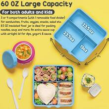 Caja Bento para Niños y Adultos con Termo, Contenedor de Almuerzo para Niños de 3-4 Compartimentos de 60OZ con Tarro de Comida Aislado de 8OZ a Prueba de Fugas, Tarro de Salsa, Utensilios para Niños y Niñas, Libre de BPA y Apto para Lavavajillas - B10. Camiones de ingeniería - Ver 4