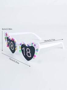 Perle Herz-förmige Geburtstagsgläser für Damen - 18., 21., 30., 40., 50. Geburtstag, Hochzeitsgeschenk Accessoire, Party Dekoration, Foto Accessoire, Mode Brille