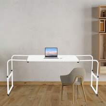 Bedtafel op wielen, in hoogte verstelbaar/breedte verstelbaar Bedtafel, Mobiel bureau met wielen Verzorgingstafel, Laptoptafel Nachtkastje Nachtkastje - Wit - Bekijken 4