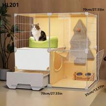 Cat Cage With Litter Box, Indoor Home Cat Condo, All-In-One Cat Bed, Litter Box, Cat Furniture For Apartment