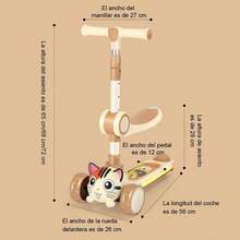 Scooter de diseño de dibujos animados, coche giratorio, coche oscilante, plegable con un solo botón - Mostaza Amarilla - Ver 9