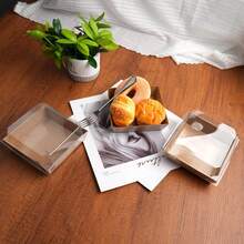 50-Pack 5-Inch Square Kraft Boxes With Clear Lids - Disposable Charcuterie & Dessert To-Go Containers (Brown) - 棕色 - 查看 5