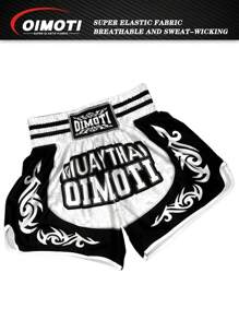 OIMOTI Schwarz-Weiß gemusterte, locker sitzende Boxing Hose, Boyfriend-Stil Herren Fitness Kickboxen Muay Thai MMA Sport Elastisch Jogginghose