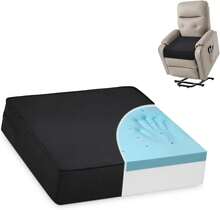 Gel Memory Foam Recliner Cushion For Elderly, Dual-Layer Foam Chair Pad, Extra Large Seat Cushion For Couch, Armchair, Wicker Chairs, Floor, 18 * 18 * 4in, Black - 黑色 - 查看 2