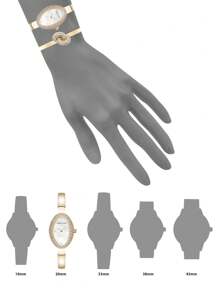 Anne Klein Goldfarbenes Quarz-Armreif- und Armband-Set für Damen mit Diamant-Goldgehäuse, elegantes Damen-Uhrenset