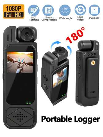 YAIUZGOO 1080P高清运动迷你相机户外迷你相机便携式数码摄像机随身摄像头夜视摄像机高清迷你多功能小型180°旋转自行车相机1000mAh