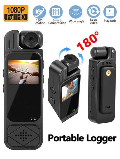 YAIUZGOO 1080P高清运动迷你相机户外迷你相机便携式数码摄像机随身摄像头夜视摄像机高清迷你多功能小型180°旋转自行车相机1000mAh