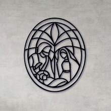 Hollow Decorative Frame Minimalist Holy Family Decoration 2 Religious MDF - Black - View 1