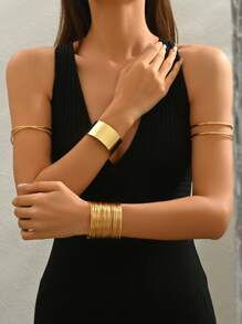 4 Stücke/Set Metallarmband Set im minimalistischen Sommerstrandstil, verstellbar