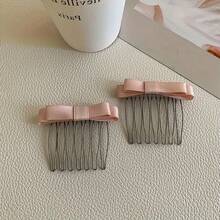 2pcs/Set Solid Color Casual Claw Clip Bowknot Bangs Hair Clip, Side Bangs Hairpin Headwear, Non-Slip, Claw Clips, Hair Claws, Clips For Hair, Hair Slide, Hair Barrettes