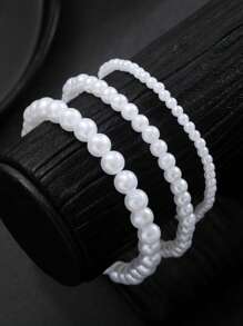3Pcs/Set Vintage Faux Pearl Anklets, Minimalist Women's Foot Jewelry Decoration Suitable For Daily Wear