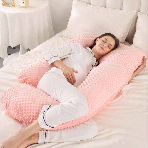 1pc Skin-Friendly Soft Plush Pregnancy Pillow, Lumbar Support Side Sleeping Cushion For Rest And Sleep