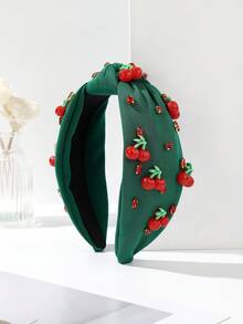 1 Peça Faixa de Cabelo com Laço Largo de Tecido com Estampa de Frutas, Tiara de Uso Diário, Faixa de Cabelo para Mulheres, Acessórios de Cabelo, Diadema