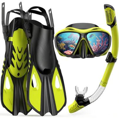 Conjunto de óculos de mergulho Conjunto de máscara de mergulho Óculos de natação Barbatanas