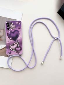 Funda de teléfono resistente a caídas con borde perforado y diseño de corazón morado pintado, compatible con iPhone 14, iPhone 14 Pro, iPhone 14 Pro Max, diseño de dibujos animados compatible con iPhone 13, iPhone 13 Pro, iPhone 13 Pro Max, iPhone 11, iPhone 11 Pro Max, iPhone 12, iPhone 12 Pro, iPhone 12 Pro Max, iPhone XR, iPhone XS, aplicable y compatible con iPhone 15, iPhone 15 Pro, iPhone 15 Pro Max, iPhone 16, iPhone 16 Pro, iPhone 16 Pro Max y teléfonos Redmi