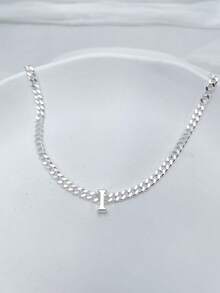 PLAIN LETTER NECKLACE WITH NAME INITIAL PLATED IN 925 SILVER. - Plateado - Ver 10