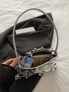 Túi xách và túi đeo vai đính sequin thời trang mới, phù hợp cho tiệc tùng, đi chơi, du lịch, mua sắm và sử dụng hàng ngày, có thể đựng tiền xu, điện thoại, cũng có thể dùng làm túi công sở cho nữ nhân viên văn phòng, sinh viên và người đi làm, thiết kế thanh lịch dành cho phái nữ, đính sequin. - Bạc - Xem 6