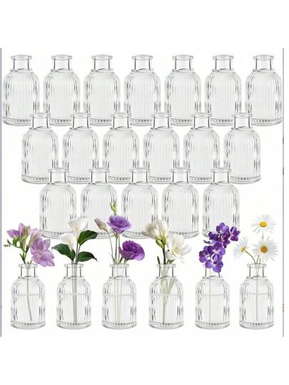 1pc/ Glass Vase, Bulk Ribbed Meubel Piece Transparent Vintage Tabletop Wedding, Reception, Home ation Room Flower Vase view 5