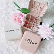 1pc Personalized Jewelry Box, Girls Travel Jewelry Case, Customize Name Birthday Gift, Mother's Day Gift, Gift For Her, Holiday Gift, Happy Mother's Day