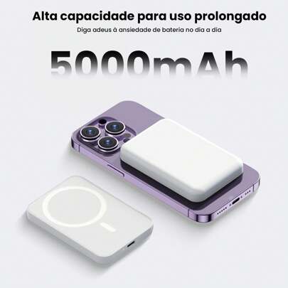 Carregador Sem Fio Indutivo MagSafe - Bateria Externa 5000mAh/10000mAh Portátil Universal