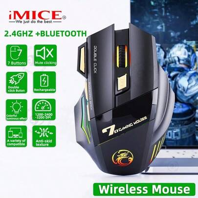 KZ Ergonomic Wireless Gaming Mouse, Compatible With Bluetooth And Wired Mode, 3200 DPI, Enhancing PC Gaming Experience