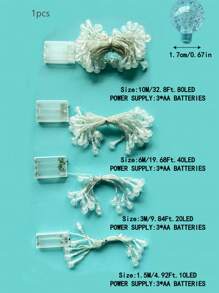 1 PACK 10/20/40/80 Guirlandes lumineuses à boules de cristal à LED alimentées par batterie, lumières de fée intérieures étanches, boules suspendues pour chambre, jardin, arbre, camping, mariage, fête et décoration