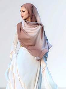 1 buc eșarfă hijab din șifon cu decorațiuni de lanț, eșarfe din șifon cu imprimeu cu mărgele cu lanț pentru festival, sărbătoare, petrecere de vacanță