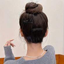 2pcs/Set Solid Color Casual Claw Clip Bowknot Bangs Hair Clip, Side Bangs Hairpin Headwear, Non-Slip, Claw Clips, Hair Claws, Clips For Hair, Hair Slide, Hair Barrettes