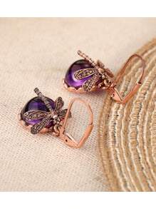 Boho Style Dragonfly Pendant & Synthetic Gemstone Earrings - Fashionable Jewelry And Travel Souvenir
