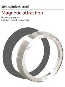 Juego de 8 aros antifugas de acero inoxidable con puntos magnéticos de recogida, se adapta a mangos de máquina de café de 51/53/58mm