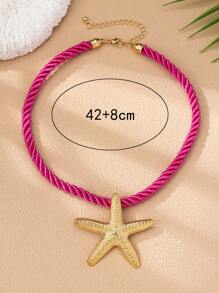1pc Women Elegant Starfish Pendant Necklace, Suitable For Vacation, Outdoor, Street Photography, Party And Daily Wear, Beach Style Design, All-Season Accessory